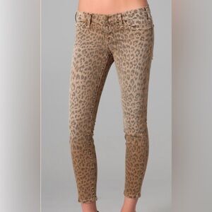 Current/Elliott Leopard Print Skinny Jeans - Brown